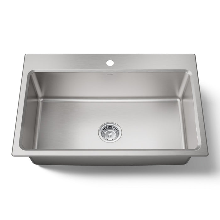 KOHLER K-31466-1 Prologue 33" top-/undermount single-bowl kitchen sink, stainless steel - view 3