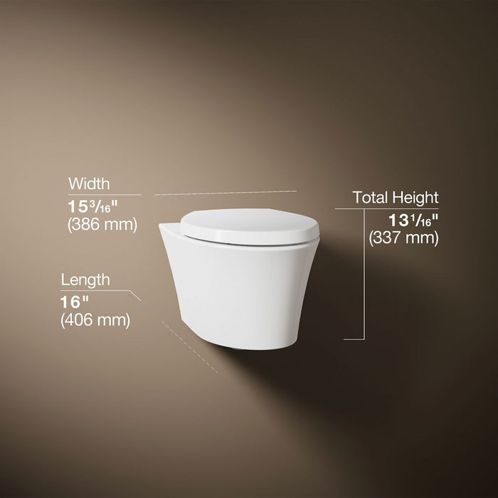 KOHLER K-31539-0 K-31539 Veil Wall-hung Compact Elongated Toilet, Dual-flush, white - view 5