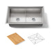 KOHLER K-3159-NA Poise 33" x 18" x 9-1/2" Undermount double-equal bowl kitchen sink, includes cutting board and rack,...