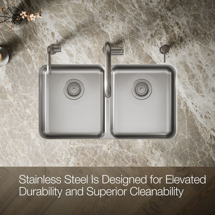 KOHLER K-3171 Undertone 31-1/2" undermount double-bowl kitchen sink, stainless steel - view 3