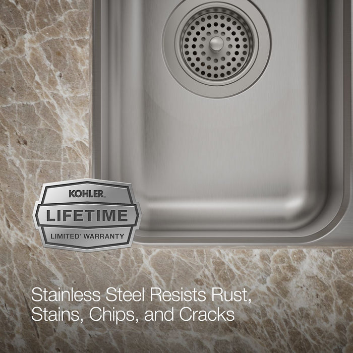 KOHLER K-3174-L Undertone 31-1/2" undermount double-bowl kitchen sink, stainless steel - view 2