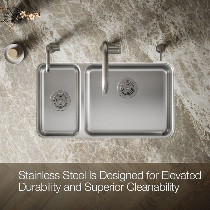 KOHLER K-3174-L Undertone 31-1/2" undermount double-bowl kitchen sink, stainless steel - view 3