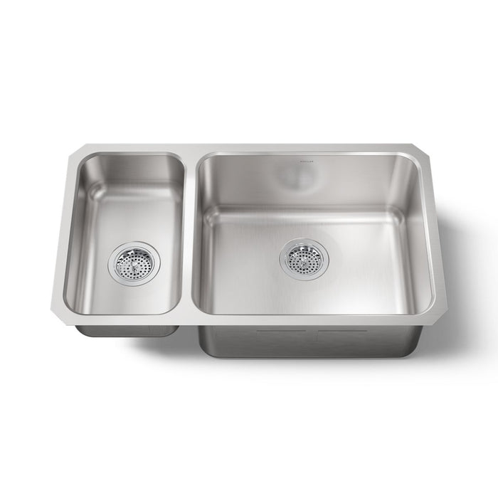 KOHLER K-3174-L Undertone 31-1/2" undermount double-bowl kitchen sink, stainless steel - view 4