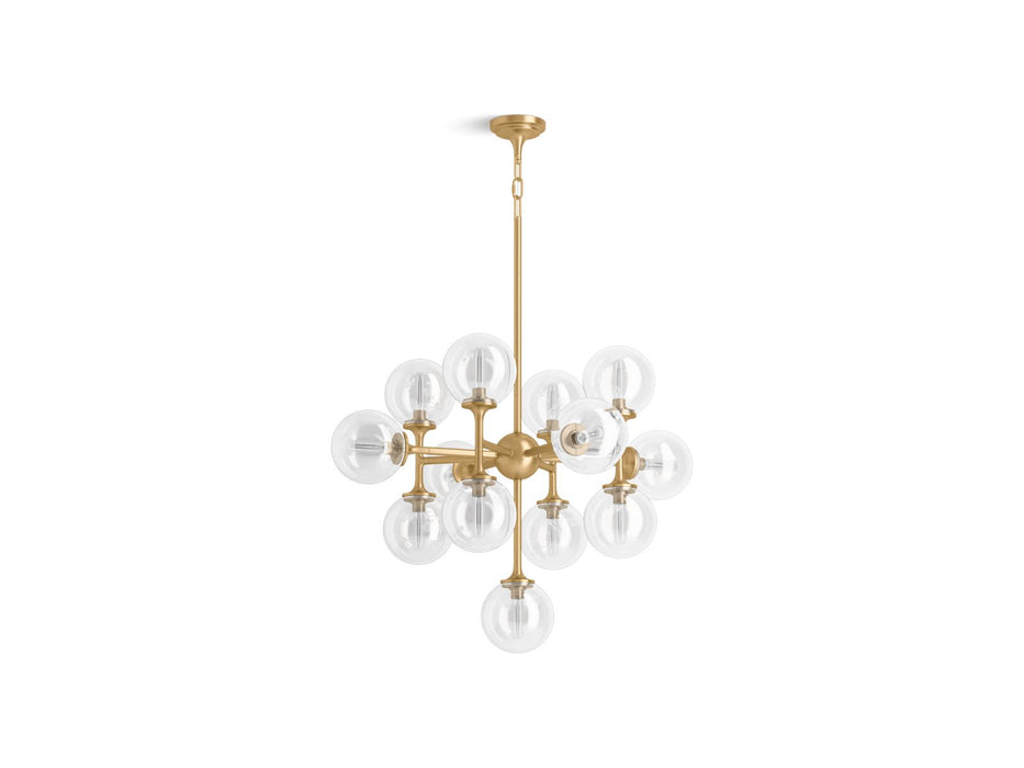 KOHLER K-31767-CH13 Bellera 32" chandelier, brushed moderne brass