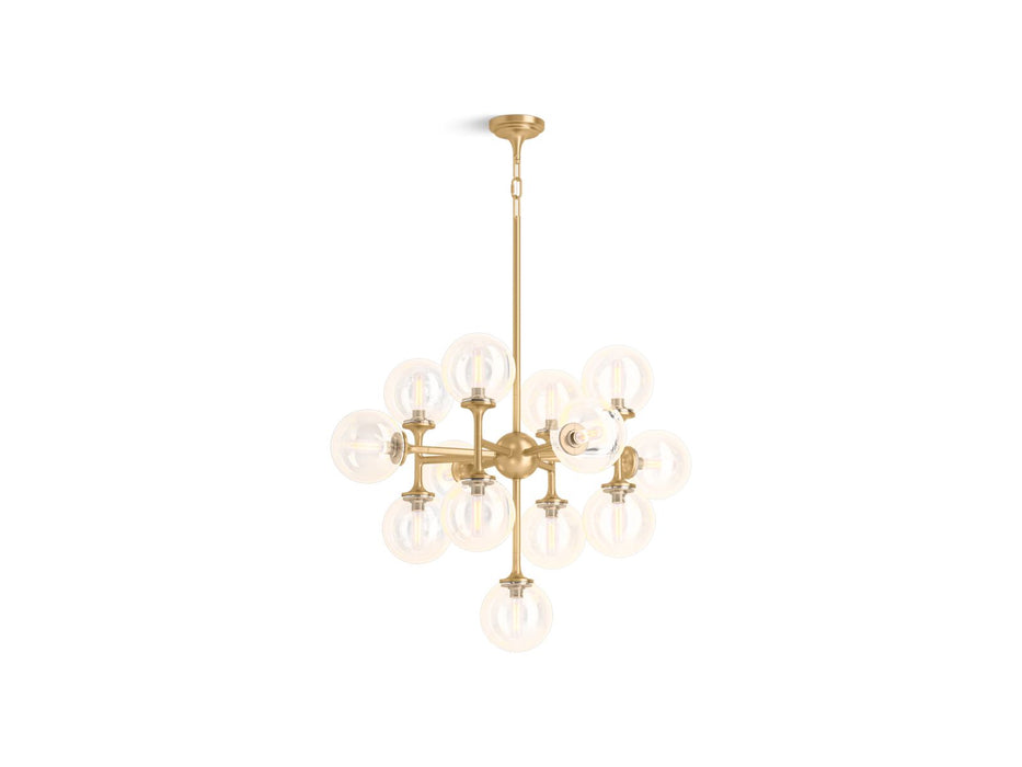 KOHLER K-31767-CH13 Bellera 32" chandelier, brushed moderne brass - view 2
