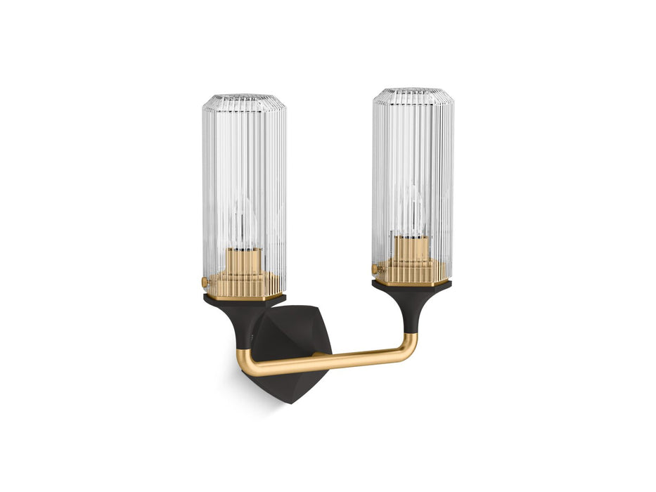 KOHLER K-31776-SC02 Occasion Two-light sconce, black with brass trim
