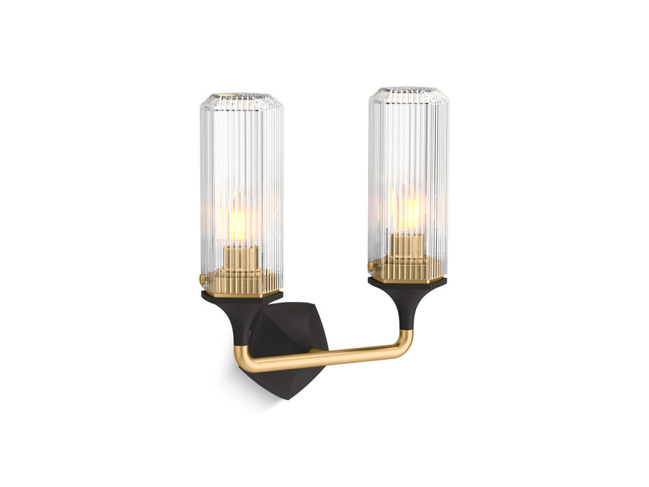 KOHLER K-31776-SC02 Occasion Two-light sconce, black with brass trim - view 2