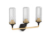 KOHLER K-31778-SC03 Occasion Three-light sconce, black with brass trim