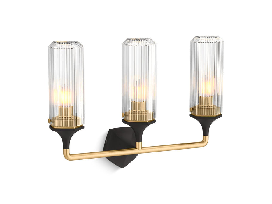 KOHLER K-31778-SC03 Occasion Three-light sconce, black with brass trim - view 2