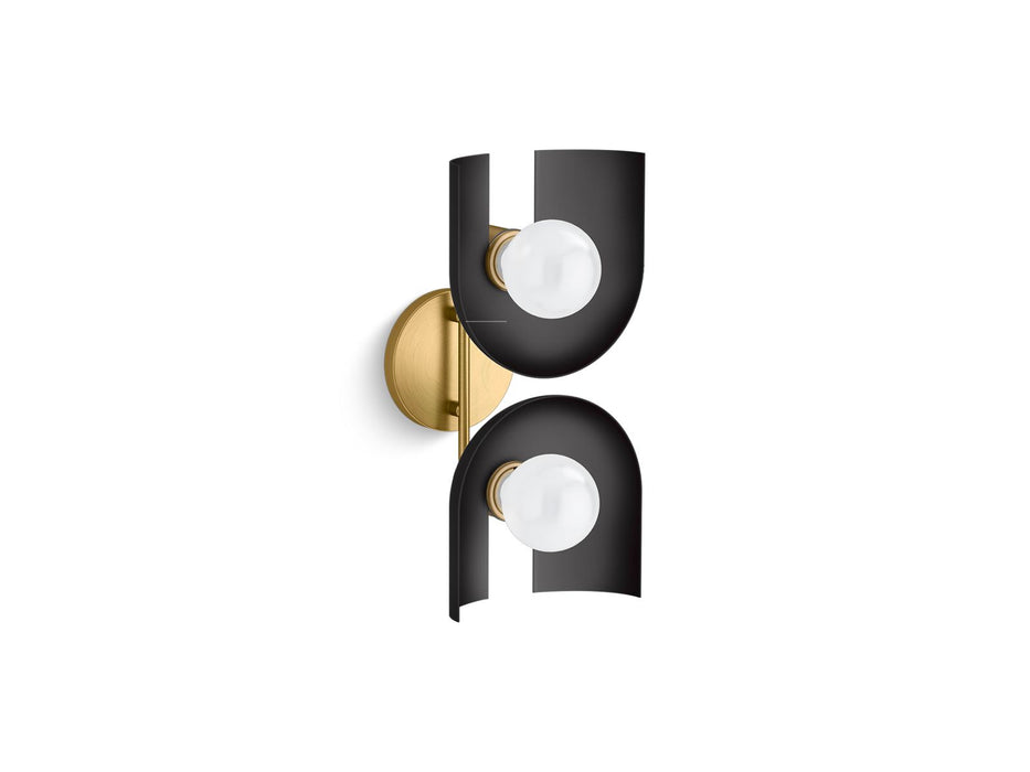 KOHLER K-31783-SC02 Jabot Two-light sconce, black with brass trim