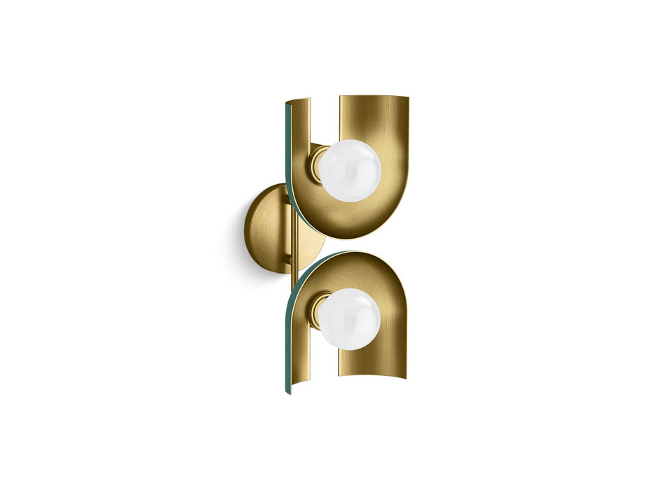 KOHLER K-31783-SC02 Jabot Two-light sconce, jade w brushed moderne brass accents