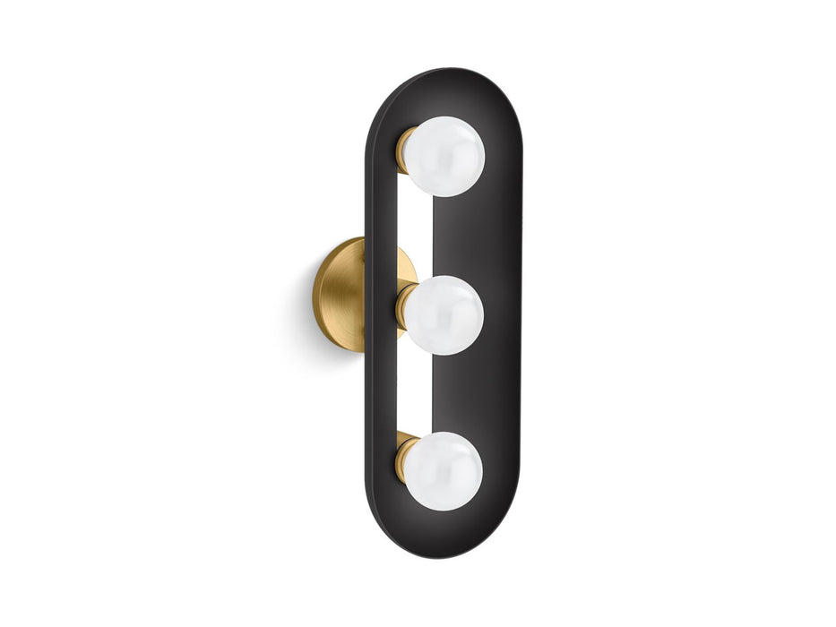KOHLER K-31784-SC03 Jabot Three-light sconce, black with brass trim