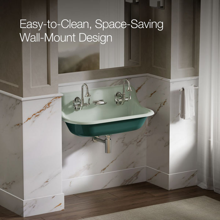 KOHLER K-3200-PAT Brockway 36" wall-mount utility sink, teal exterior with aspen interior - view 3