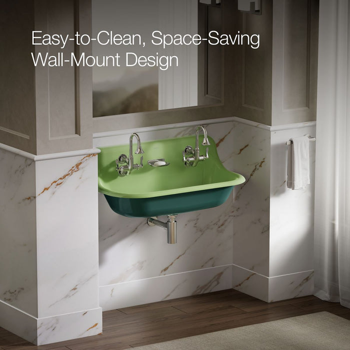 KOHLER K-3200-PAT Brockway 36" wall-mount utility sink, teal exterior with fresh green interior - view 4