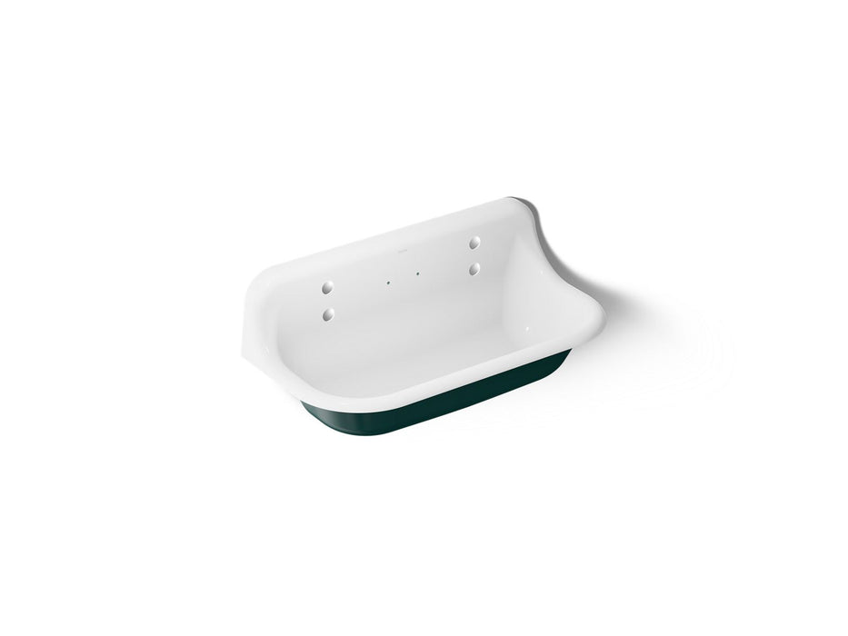 KOHLER K-3200-PAT Brockway 36" wall-mount utility sink, teal exterior with white interior