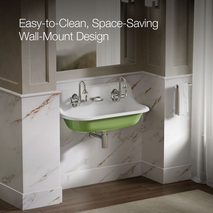 KOHLER K-3200-PFG Brockway 36" wall-mount utility sink, fresh green exterior with white interior - view 3