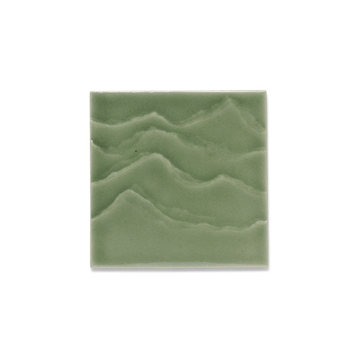 KOHLER K-32576 Landshapes™ by Daniel Arsham 4" x 4" Feature Tile Produced by the KOHLER WasteLAB, dark celadon