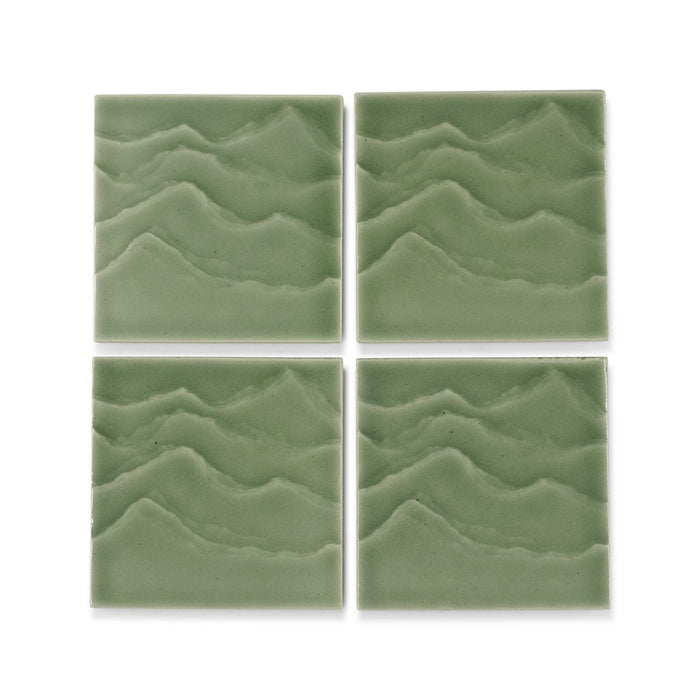 KOHLER K-32576 Landshapes™ by Daniel Arsham 4" x 4" Feature Tile Produced by the KOHLER WasteLAB, dark celadon - view 4