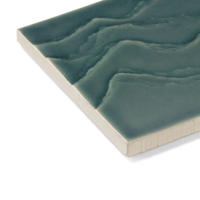 KOHLER K-32576 Landshapes™ by Daniel Arsham 4" x 4" Feature Tile Produced by the KOHLER WasteLAB, deep teal - view 3