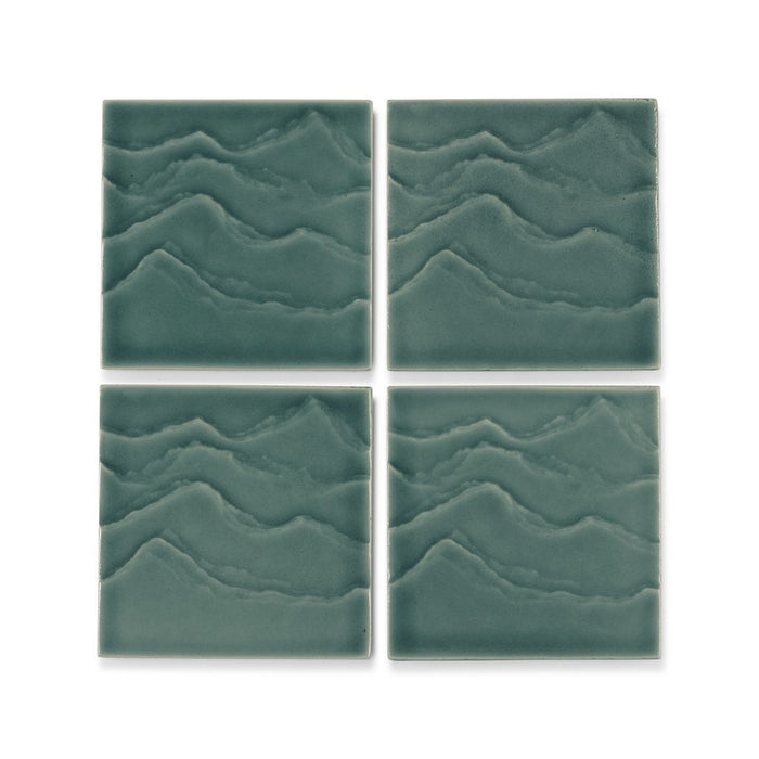 KOHLER K-32576 Landshapes™ by Daniel Arsham 4" x 4" Feature Tile Produced by the KOHLER WasteLAB, deep teal - view 4
