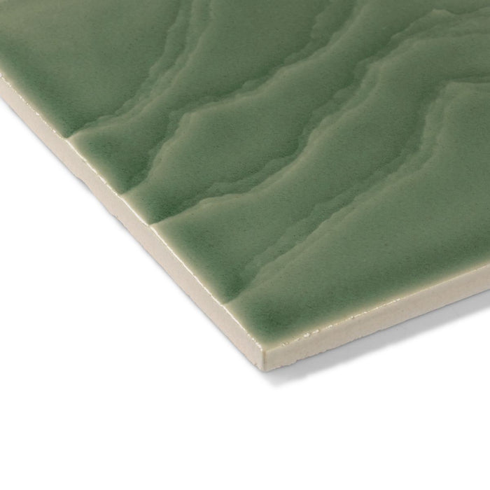 KOHLER K-32639 Landshapes™ by Daniel Arsham 6" x 6" Feature Tile Produced by the KOHLER WasteLAB, dark celadon - view 3