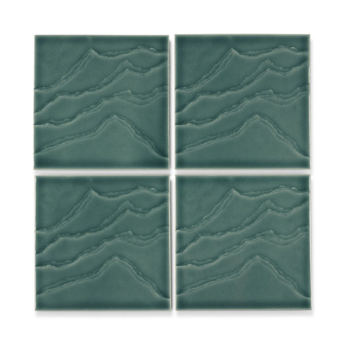 KOHLER K-32639 Landshapes™ by Daniel Arsham 6" x 6" Feature Tile Produced by the KOHLER WasteLAB, deep teal - view 4