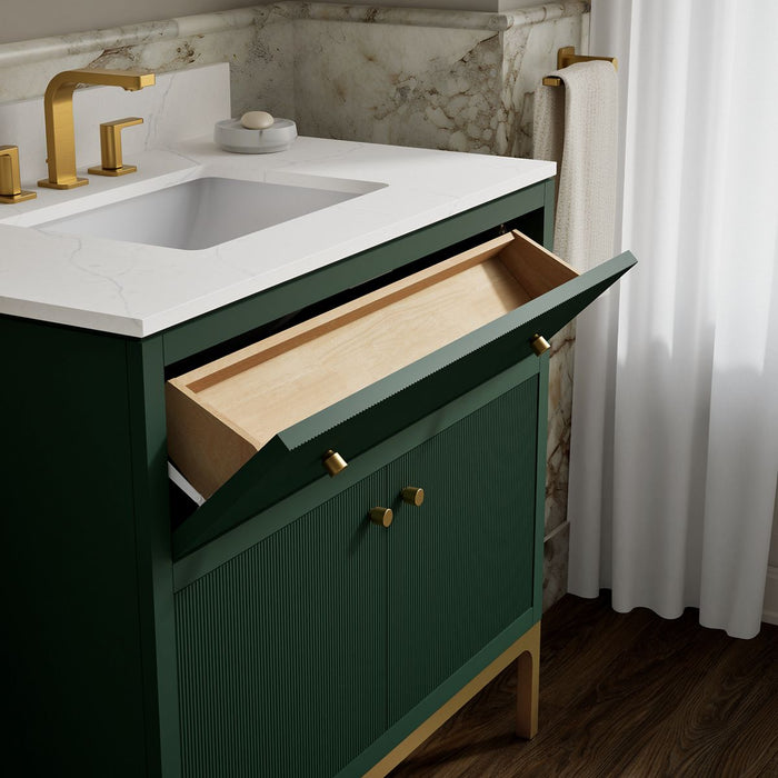 KOHLER K-32760 Calpa 36" bathroom vanity cabinet with sink and quartz top, emerald green - view 5