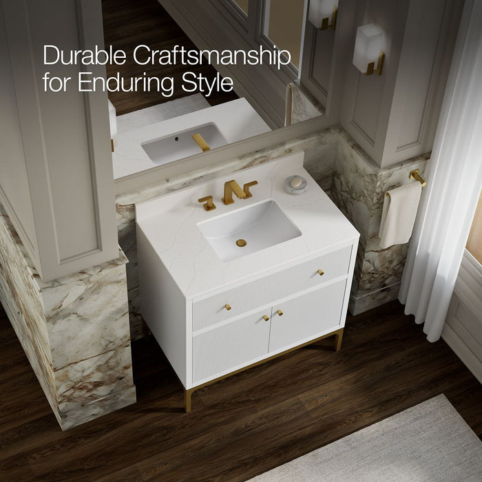 KOHLER K-32760 Calpa 36" bathroom vanity cabinet with sink and quartz top, white - view 5