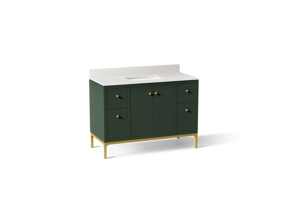 KOHLER K-32834 Calpa 48" bathroom vanity cabinet with sink and quartz top, emerald green