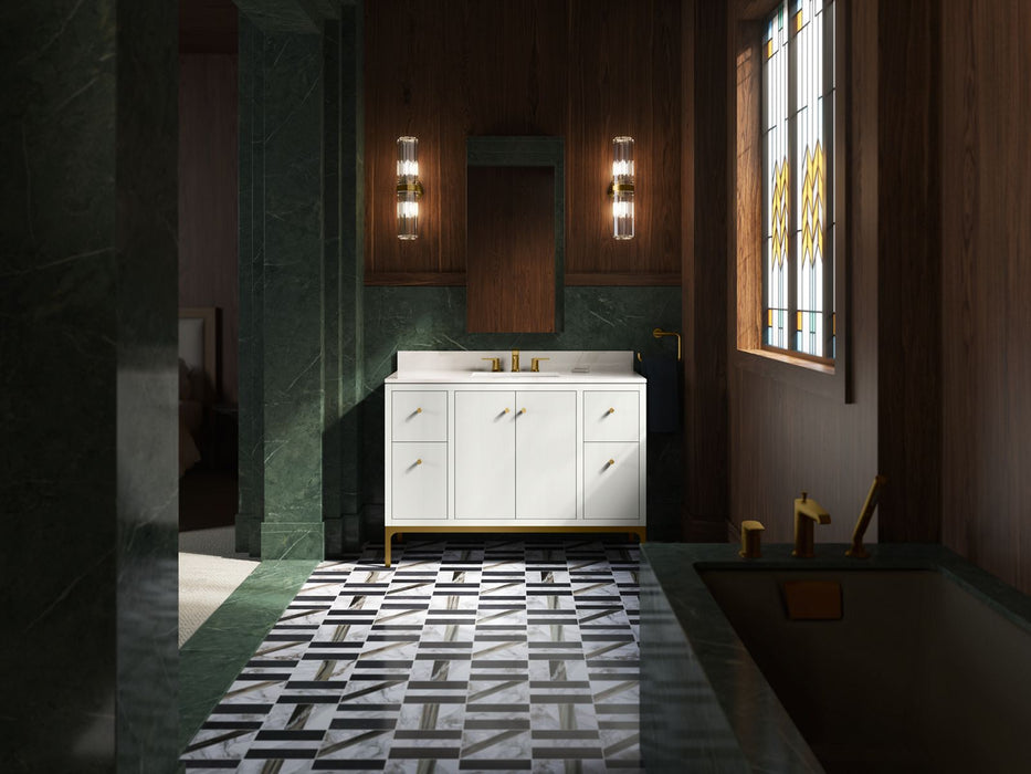 KOHLER K-32834 Calpa 48" bathroom vanity cabinet with sink and quartz top, white - view 2