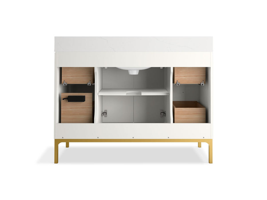 KOHLER K-32834 Calpa 48" bathroom vanity cabinet with sink and quartz top, white - view 3