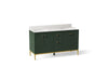 KOHLER K-32835 Calpa 60" bathroom vanity cabinet with sinks and quartz top, emerald green