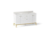 KOHLER K-32835 Calpa 60" bathroom vanity cabinet with sinks and quartz top, white