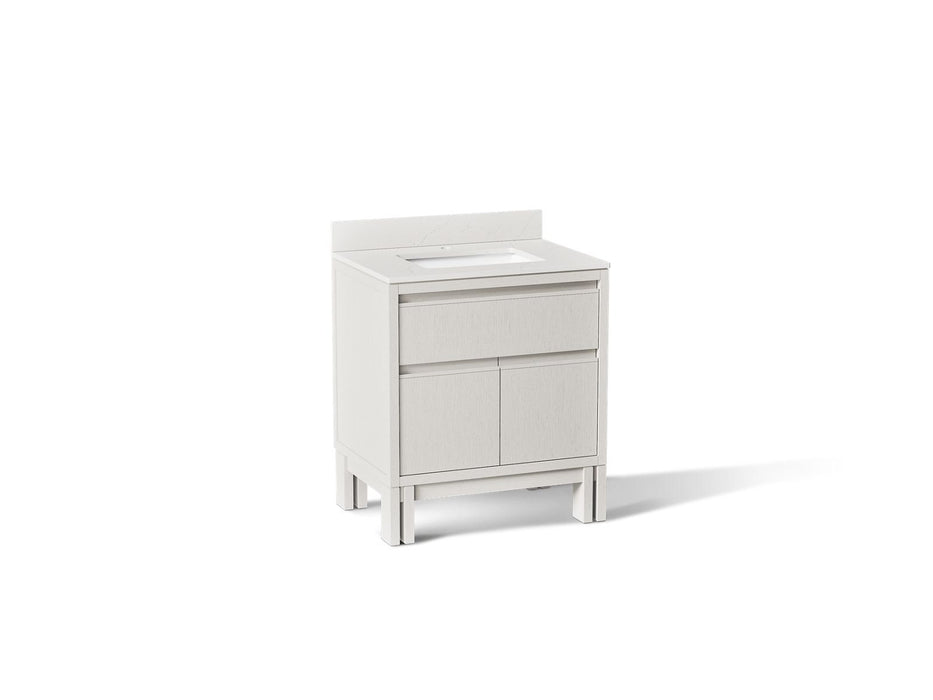 KOHLER K-32836 Solive 30" bathroom vanity cabinet with sink and quartz top, gossamer white