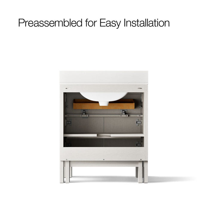 KOHLER K-32836 Solive 30" bathroom vanity cabinet with sink and quartz top, gossamer white - view 4