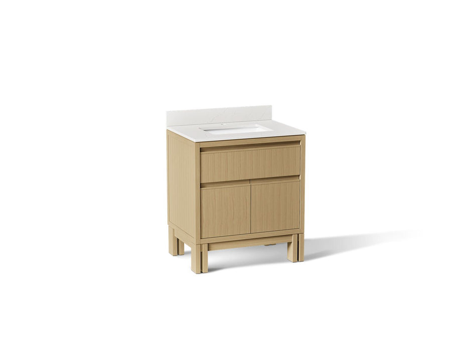 KOHLER K-32836 Solive 30" bathroom vanity cabinet with sink and quartz top, light oak