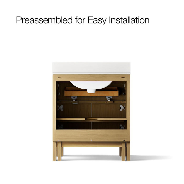 KOHLER K-32836 Solive 30" bathroom vanity cabinet with sink and quartz top, light oak - view 5