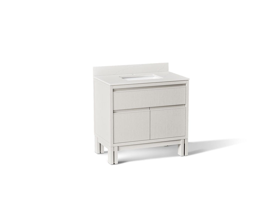 KOHLER K-32838 Solive 36" bathroom vanity cabinet with sink and quartz top, gossamer white