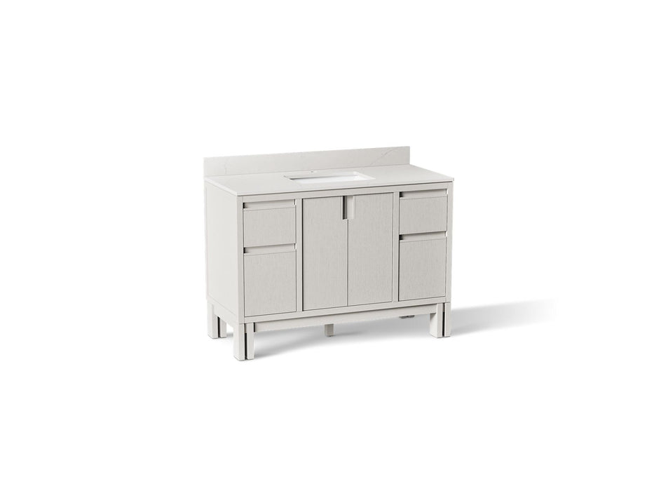 KOHLER K-32839 Solive 48" bathroom vanity cabinet with sink and quartz top, gossamer white