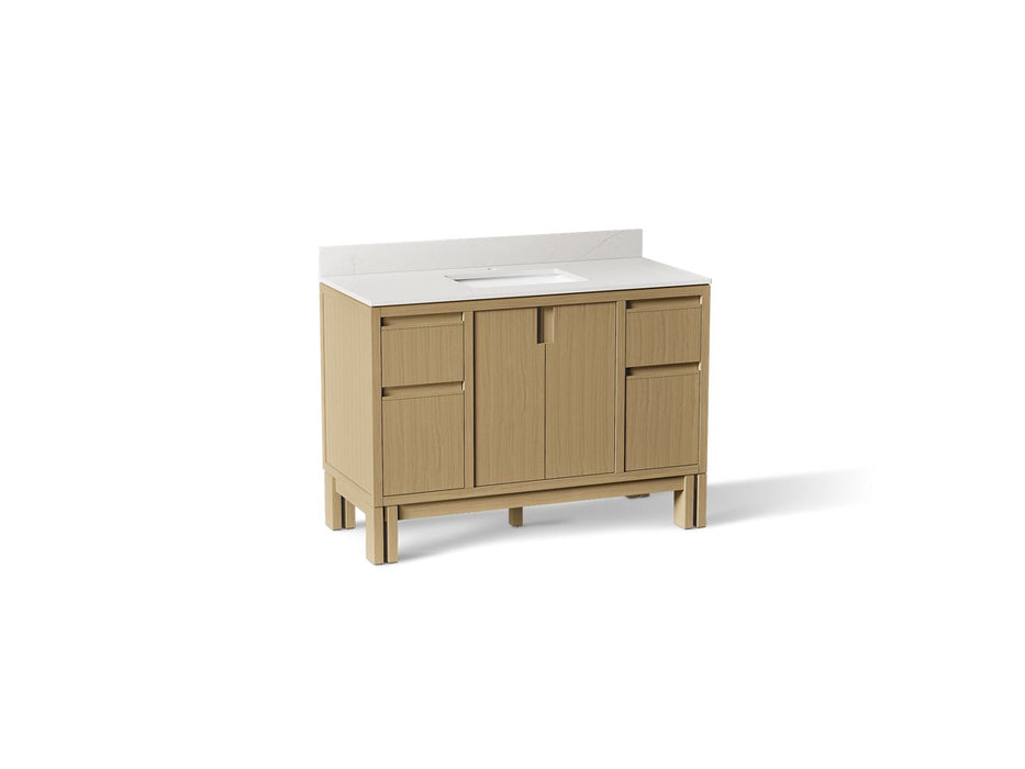 KOHLER K-32839 Solive 48" bathroom vanity cabinet with sink and quartz top, light oak