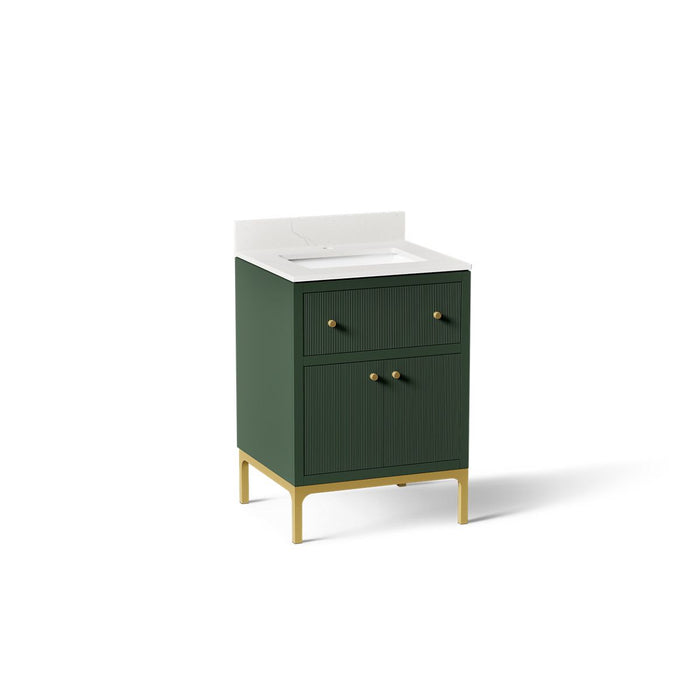 KOHLER K-33000 Calpa 24" bathroom vanity cabinet with sink and quartz top, emerald green