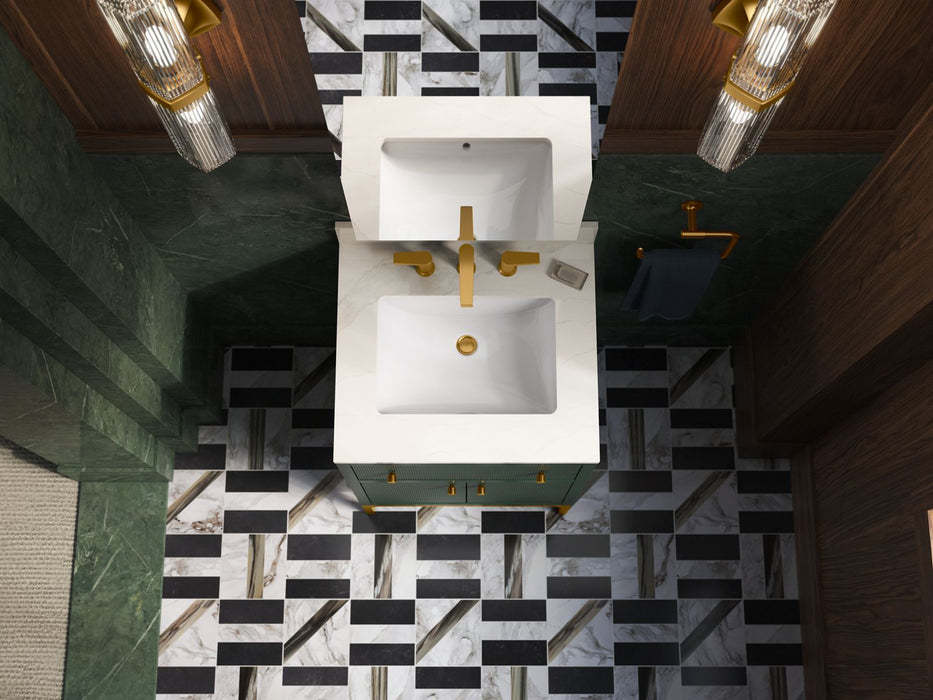KOHLER K-33000 Calpa 24" bathroom vanity cabinet with sink and quartz top, emerald green - view 3