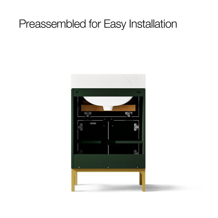 KOHLER K-33000 Calpa 24" bathroom vanity cabinet with sink and quartz top, emerald green - view 5