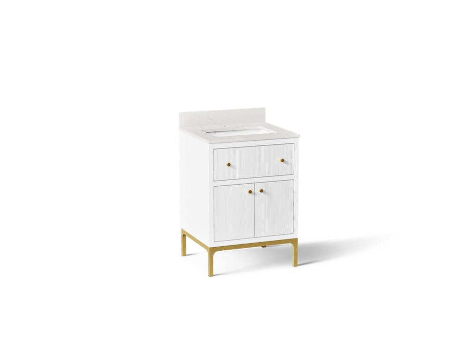 KOHLER K-33000 Calpa 24" bathroom vanity cabinet with sink and quartz top, white