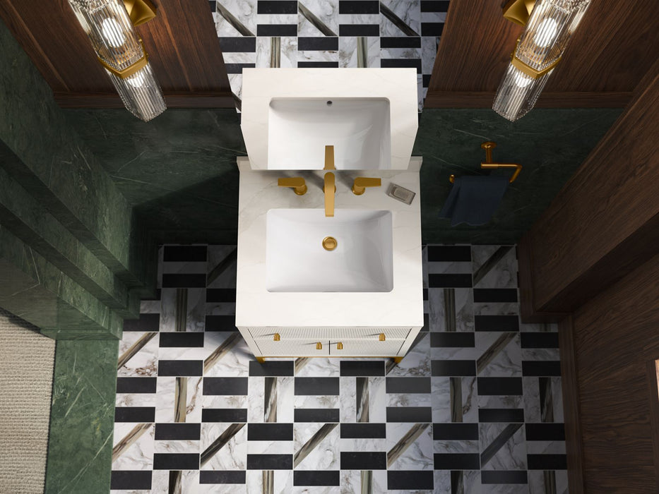 KOHLER K-33000 Calpa 24" bathroom vanity cabinet with sink and quartz top, white - view 3