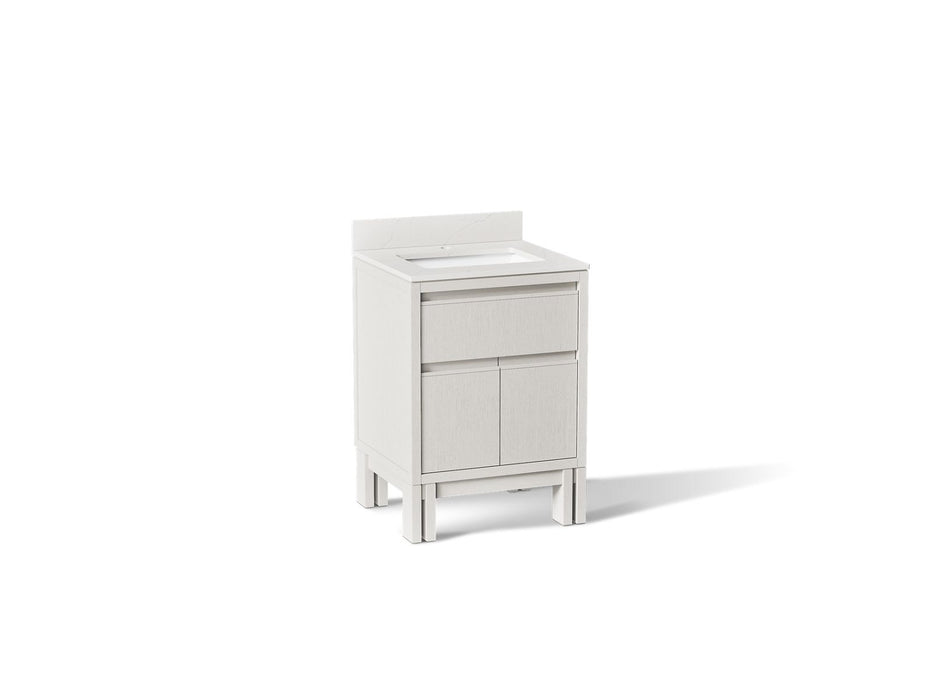 KOHLER K-33015 Solive 24" bathroom vanity cabinet with sink and quartz top, gossamer white