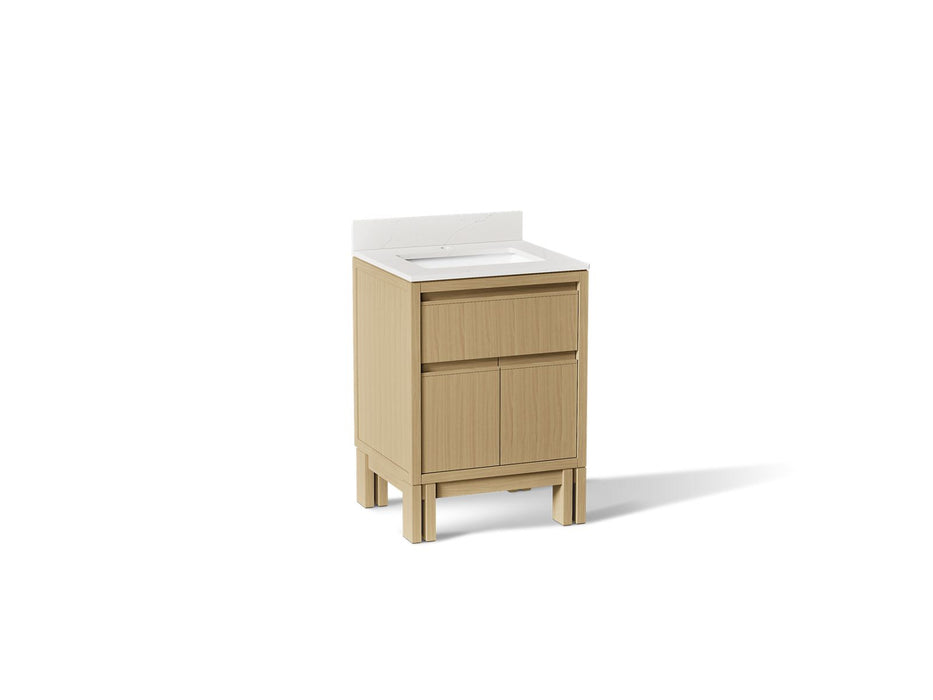 KOHLER K-33015 Solive 24" bathroom vanity cabinet with sink and quartz top, light oak