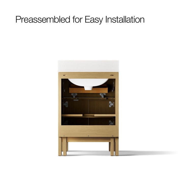 KOHLER K-33015 Solive 24" bathroom vanity cabinet with sink and quartz top, light oak - view 5