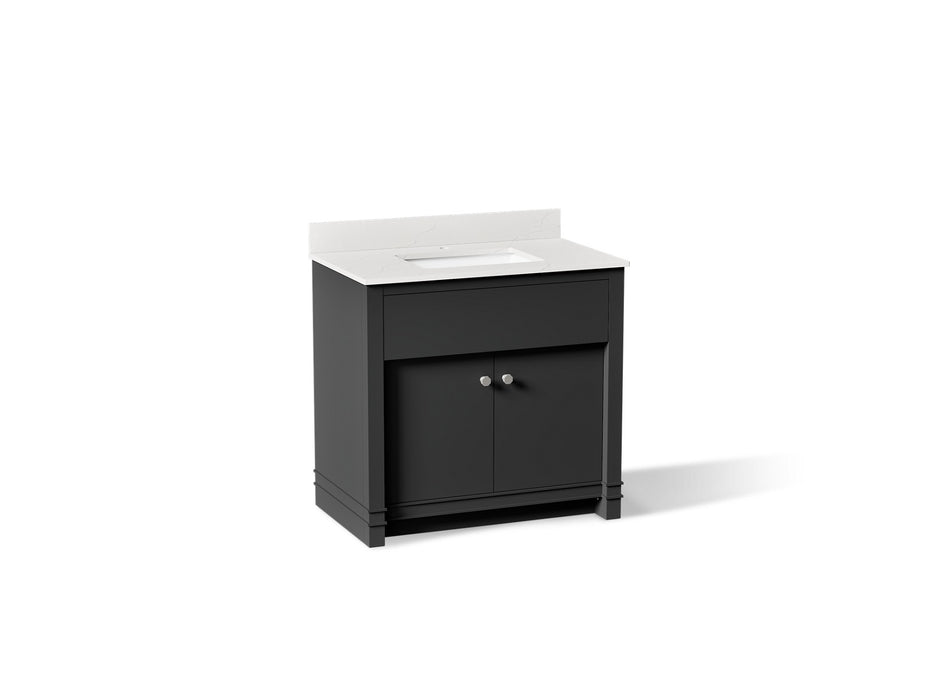 KOHLER K-33266 Alouette™ 36" Bathroom Vanity Cabinet with Sink and Quartz Top, dark warm grey