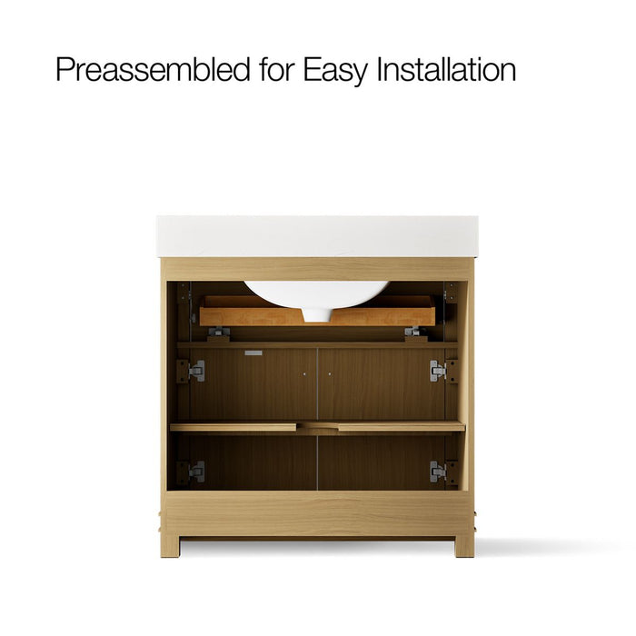 KOHLER K-33266 Alouette™ 36" Bathroom Vanity Cabinet with Sink and Quartz Top, light oak - view 2